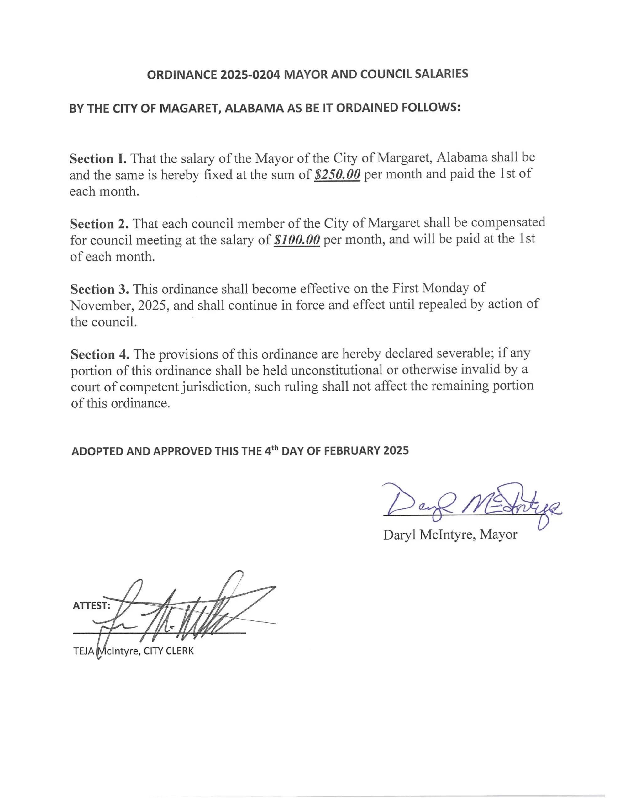 Margaret Notice of Elect, Qualification Fee, and Council Salary-3
